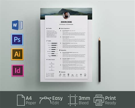 Free Resume Cv Template With Word Psd Format In Resumekraft