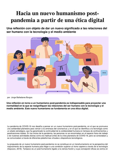 Pdf Hacia Un Nuevo Humanismo Post Pandemia A Partir De Una ética Digital