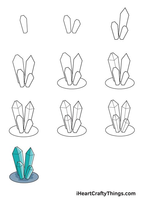 Crystals Drawing - How To Draw Crystals Step By Step