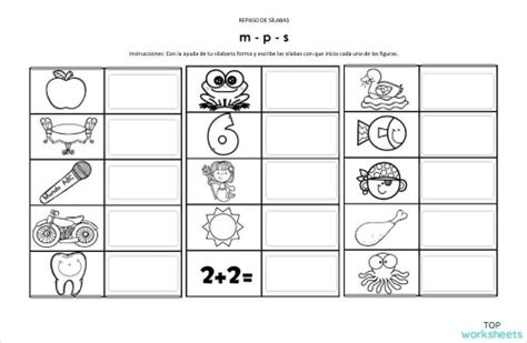 Repaso De Sílabas Ficha Interactiva Topworksheets