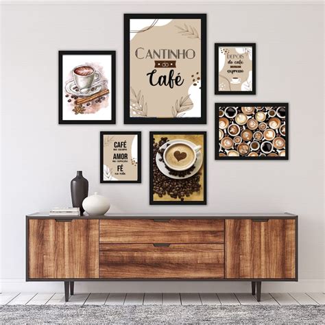 Kit Composição 6 Quadros Decorativos Cantinho Do Café Quadros Online