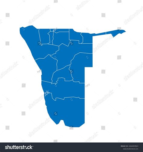 Namibia Political Map Administrative Divisions Regions Stock Vector