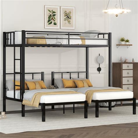 Amazon Emkk Metal L Shaped Triple Bunk Bed Twin Over Twin Over