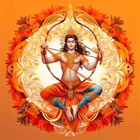 Premium Photo Lord Rama Holding Bow And Arrow Taking An Aim On