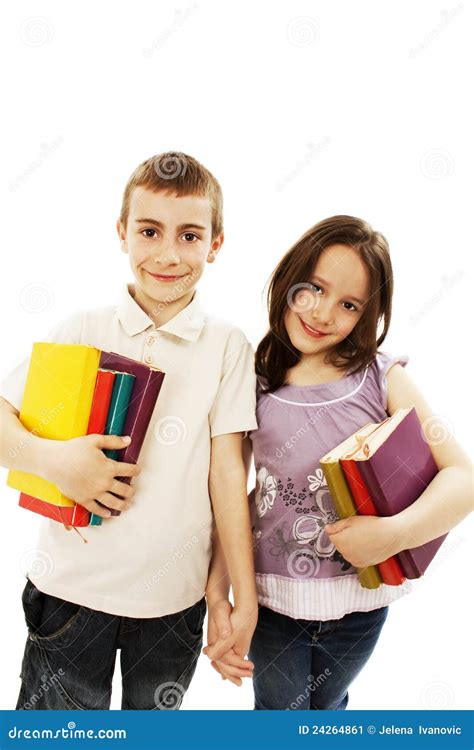 Two Children Students Returning To School Stock Image Image Of