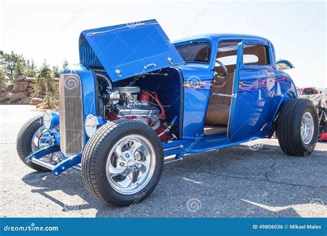 Beautiful Blue Hot Rod With Chrome Editorial Photo Image Of Cars Lined