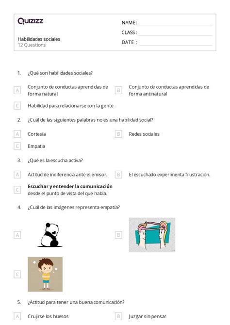 Mais De Planilhas Habilidades Sociais No Quizizz Gratuito E Imprim Vel