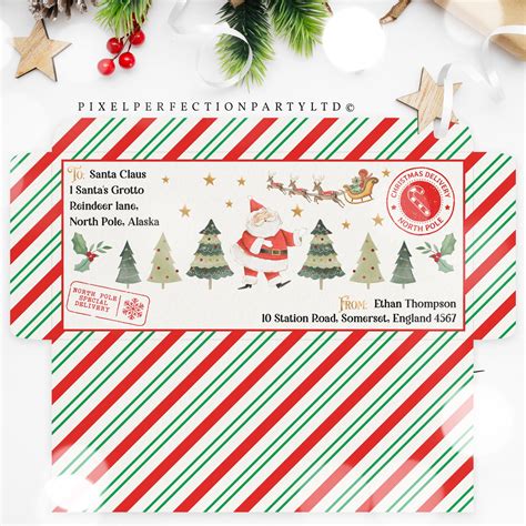 Editable Santa Envelope Template Letter To Santa Envelope Etsy