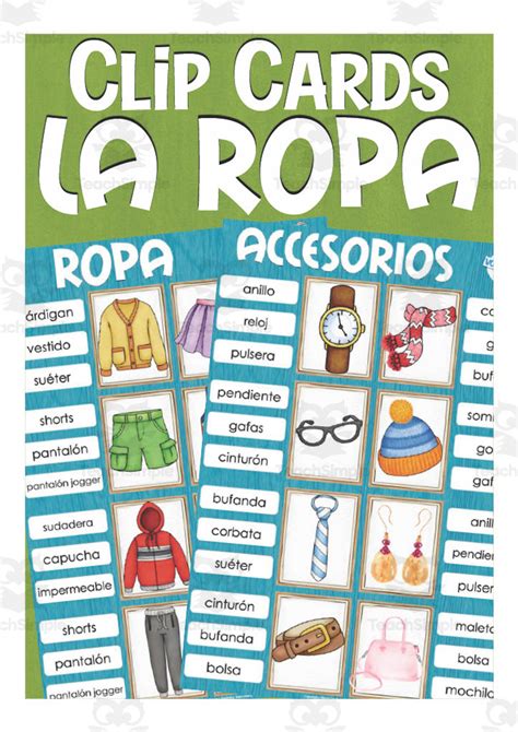 Spanish Clothes Clip Cards Vocabulary Practice Activity By Teach Simple