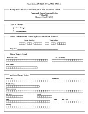 Fillable Online NAME ADDRESS CHANGE FORM Pasquotank County Fax Email