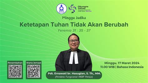 IBADAH UMUM II HKBP PETOJO MINGGU 17 MARET 2024 MINGGU JUDIKA