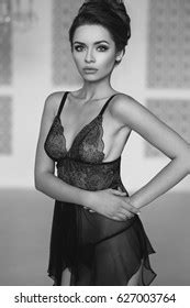 Sexy Slim Brunette Woman Posing Bright Stock Photo Edit Now 627003764