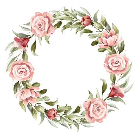 Beautiful Watercolor Floral Wreath Of Red And Pink Flowers 12895720