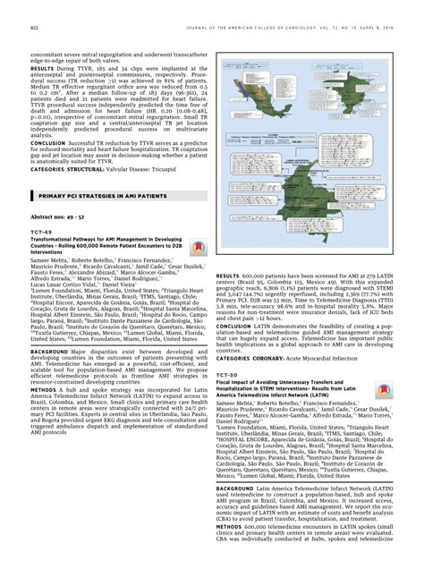 Pdf Tct Long Term Savings With Telemedicine Stemi Networks