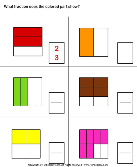 What Fraction of Shape is Colored | Turtle Diary Worksheet