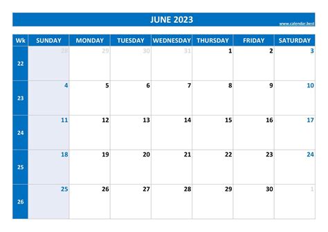 June 2023 Calendar Calendarbest