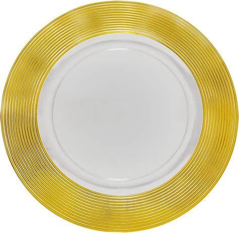 13inch Round Acrylic Gold Rim Charger Plates Set Of 8 Gold Textured