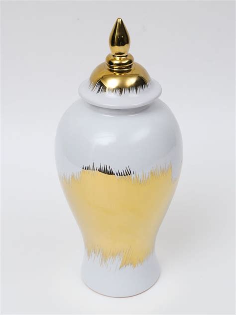 White And Gold Ginger Jar 3 Sizes In 2022 Ginger Jars Jar Gold