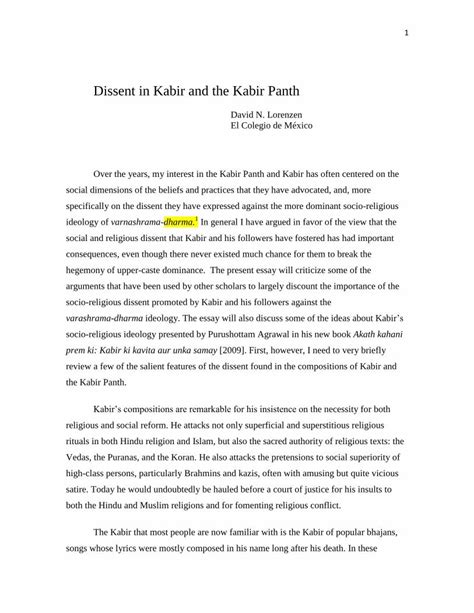 PDF Dissent In Kabir And The Kabir Panth DOKUMEN TIPS