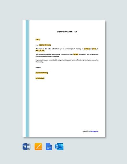 FREE Disciplinary Warning Letter Template In Google Docs Word