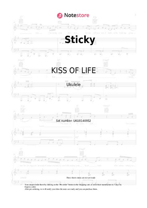 Sticky Ukulele Sheet Music Kiss Of Life In Note Ukulele Sku Uku0140952