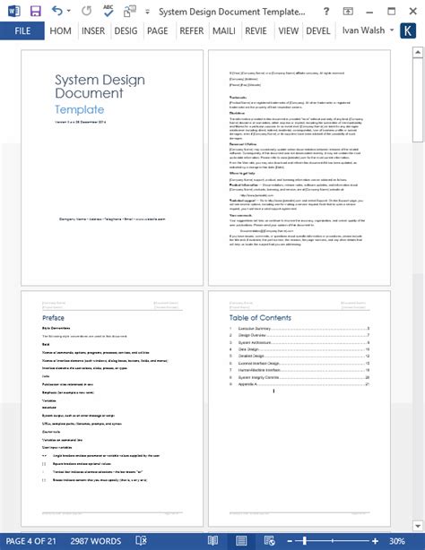 System Design Document Templates Templates Forms Checklists For Ms