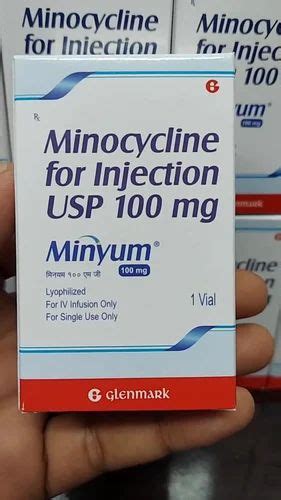 Minocycline 100 Mg Injection USP By Glenmark MINYUM At Rs 1200 Box In