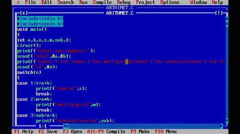 Arithmetic Operations In C Programming Turbo C YouTube