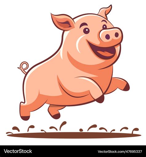 Pig flat cartoon farm logo design Royalty Free Vector Image