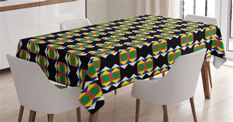 Ambesonne Kente Pattern Tablecloth Rectangular Table Cover Funky Zulu