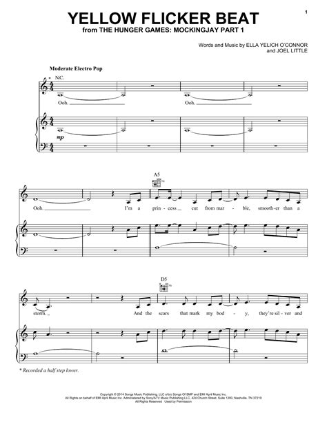 Yellow Flicker Beat By Lorde Sheet Music For Piano Vocal And Guitar