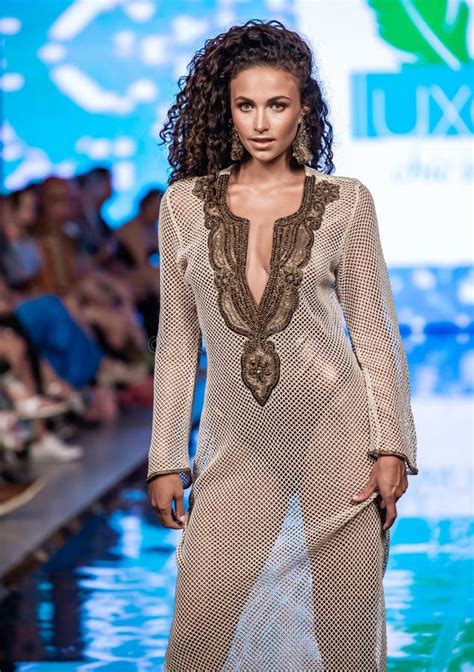 A Model Walks The Runway At Miami Swim Week Editorial Stock Image