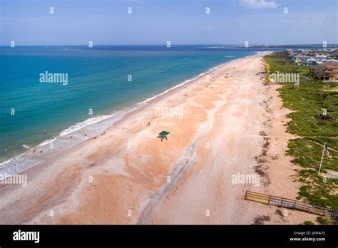 Florida Vilano Beach Surfside Park Atlantic Ocean Sand Aerial Overhead