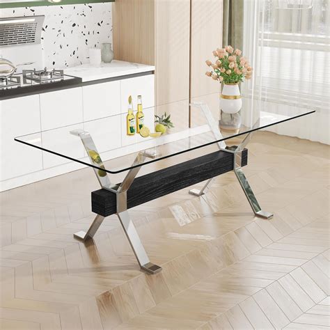 Pvillez 7874 Glass Dining Table For 8 People Rectangle