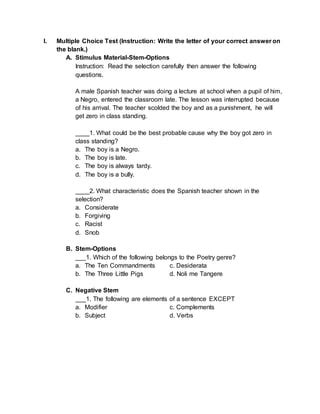 Test Type Questions Pdf