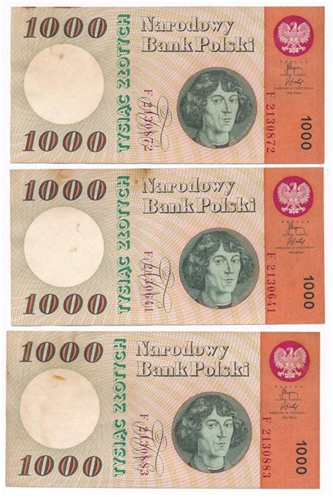 Banknoty 3 szt 1000 złotych 1965 Kopernik F st 2 archiwum niemczyk pl