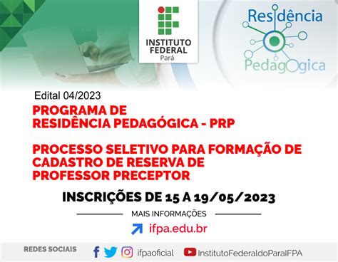 PROGRAMA DE RESIDÊNCIA PEDAGÓGICA PRP PROCESSO SELETIVO PARA FORMAÇÃO