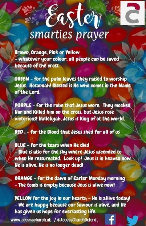 Smarties Prayer Easter Prayers Easter Speeches Easter Story