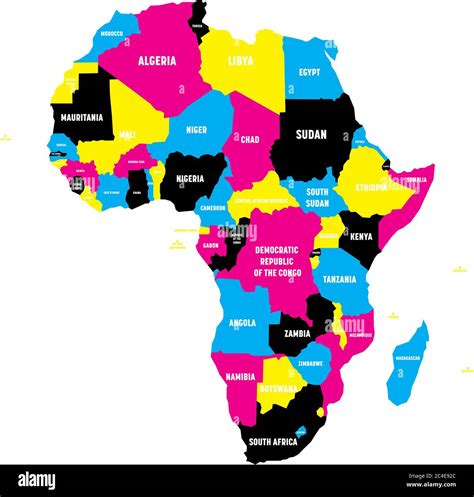 Carte Politique Du Continent Africain En Couleurs Cmjn Avec Fronti Res