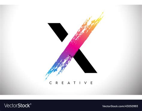 X Brush Stroke Artistic Letter Logo Design Vector Image