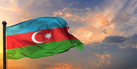 Premium Photo The Azerbaijan Waving Flag And Sky Background