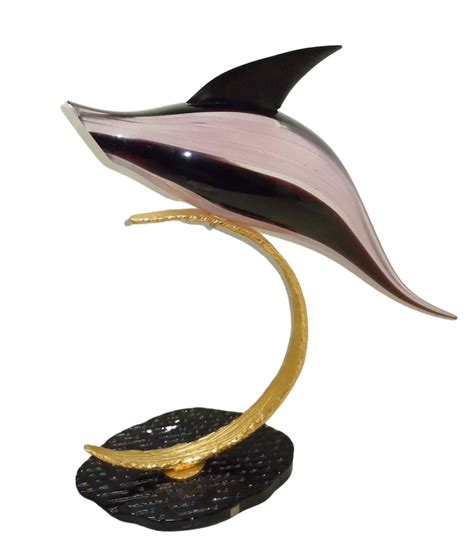 Licio Zanetti Italian Murano Art Glass Jumping Dolphin Golden Etsy