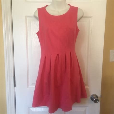 Monteau Dresses Monteau Pleated Fit And Flare Coral Dress Medium