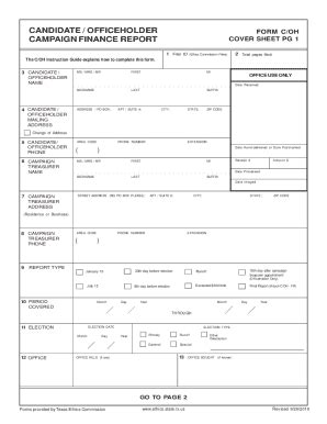 Fillable Online Get The Free Online CANDIDATE OFFICEHOLDER FORM C OH