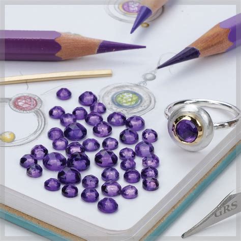 Amethyst Rose Cut Gemstones Round Mm The Bazaar