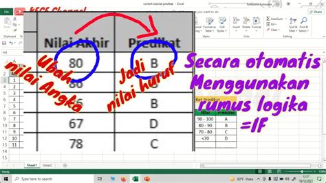 Mengubah Nilai Angka Jadi Nilai Predikat Huruf Dalam Lembar Excel Rekap