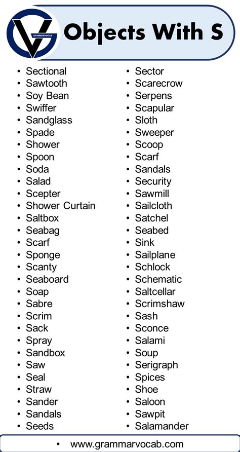 List Of Nouns That Start With S Grammarvocab