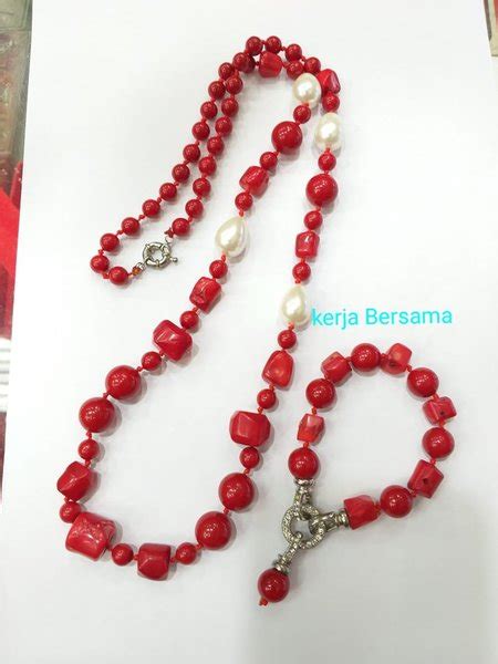 Jual Set Kalung Dan Gelang Batu Marjan Asli Di Lapak Kerja Bersama