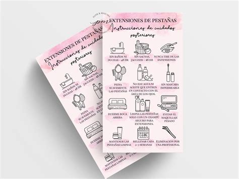 Eyelash Extension Aftercare Card In Spanish Tarjeta De Etsy