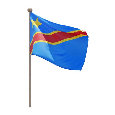 Free Democratic Republic Of Congo D Illustration Flag On Pole Wood